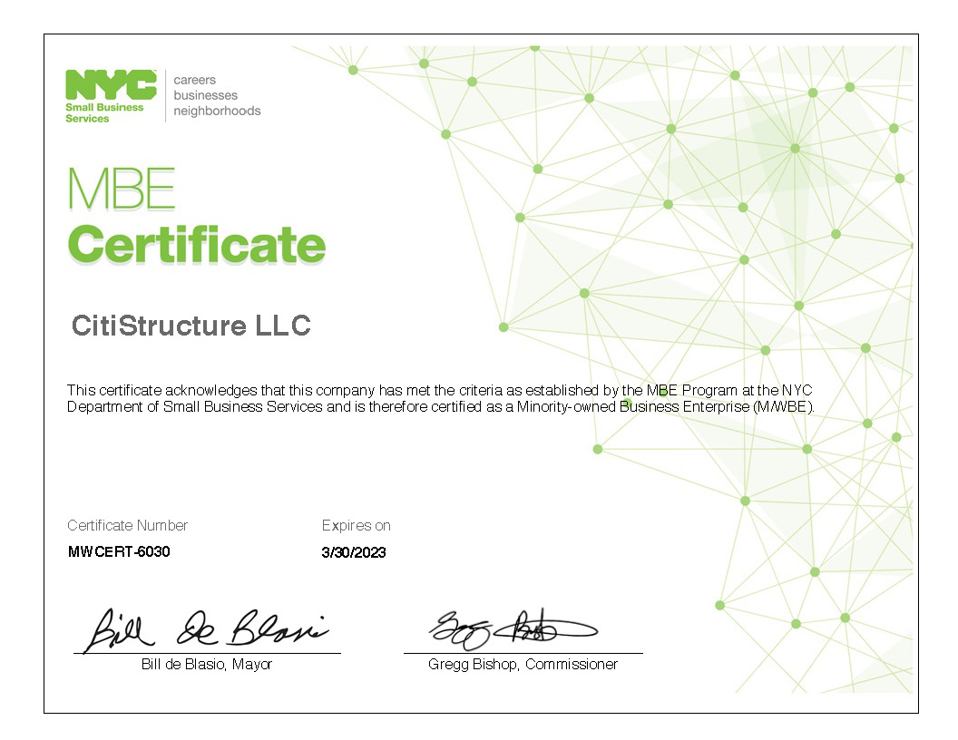 MBE Certification Citi Structure